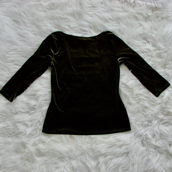 Vintage Green Velvet Top Ruched Whimsigoth Fairy Rich Party Petite Medium - Picture 8 of 11